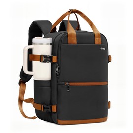 COOLIFE Hand Luggage Backpack for Ryanair 40 x 20 x 25 Travel Backpack Aeroplane 20L Small Hand Luggage Cabin Size Hand Luggage Bag with Laptop Compartment for Weekender Short Trip, black / brown