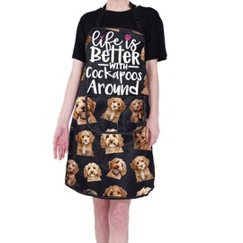 PXTIDY Cockapoo Dog Kitchen Apron Life Is Better with Cockapoos Around Apron Cockapoos Lover Cockapoo Dog Mom Gift