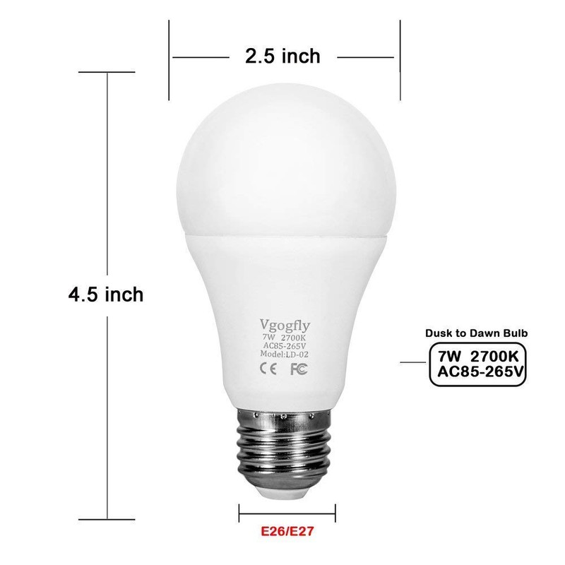 Vgogfly Dusk to Dawn Light Bulb Warm White