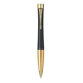 Parker Urban Chrome Trim Ballpoint Pen with Medium Nib - Black Gold, Gift Boxed