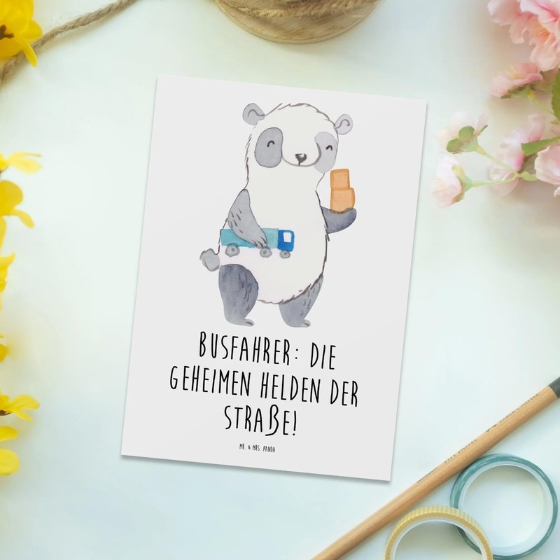 Mr. & Mrs. Panda Postcard Bus Driver Heroes - Gift,