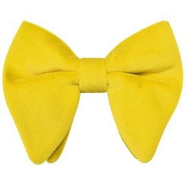 Branduce Oversize Yellow Bow Tie for Men Pre-tied Adjustable Big Velvet Bowties for Wedding Party (BB10-03)