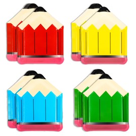 40 Pcs Pencil Shaped Paper Plates – 9 Inch 4 Colors Disposable Plates for Back to School, First Day of School, Teacher Appreciation, Kids Birthday, Kindergarten Graduation Classroom Party Supplies