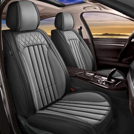 RAWAKORW Car Seat Covers Fit for Honda Ridgeline 2006-2023 2024 2025: Front Set Waterproof Leather Vehicle Seat Cushion Luxury Automotive Protector Easy to Install(2 Seats, Black&Grey)