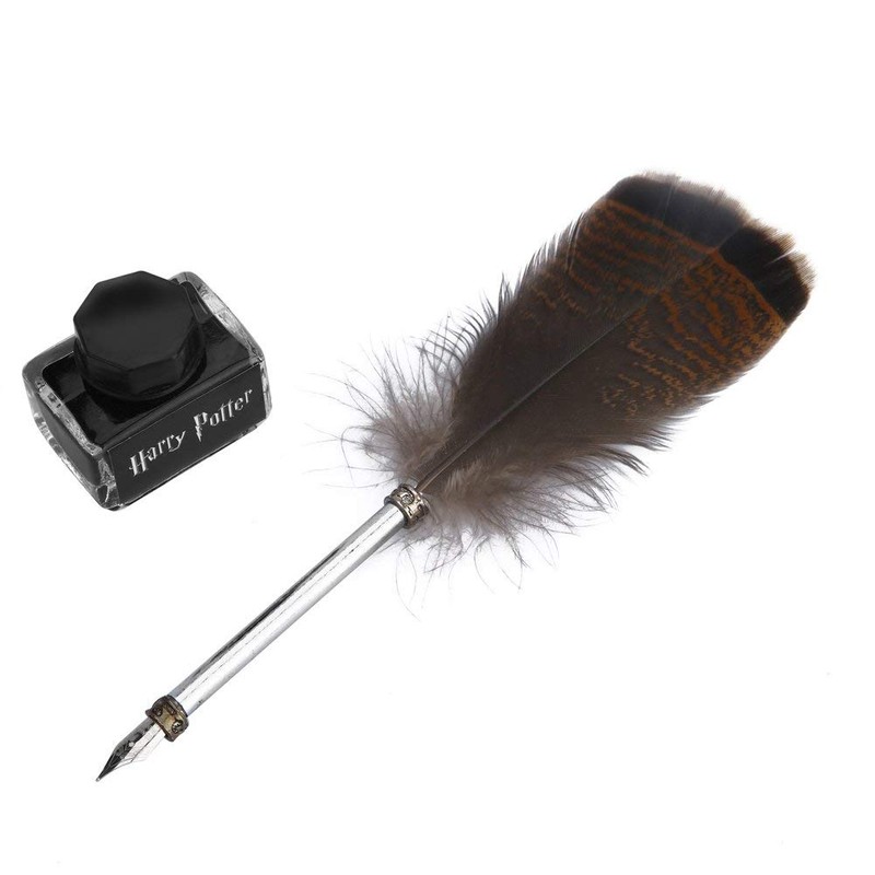 Calligraphy Feather Pen Set Writing Quill Pen with Ink, Vintage