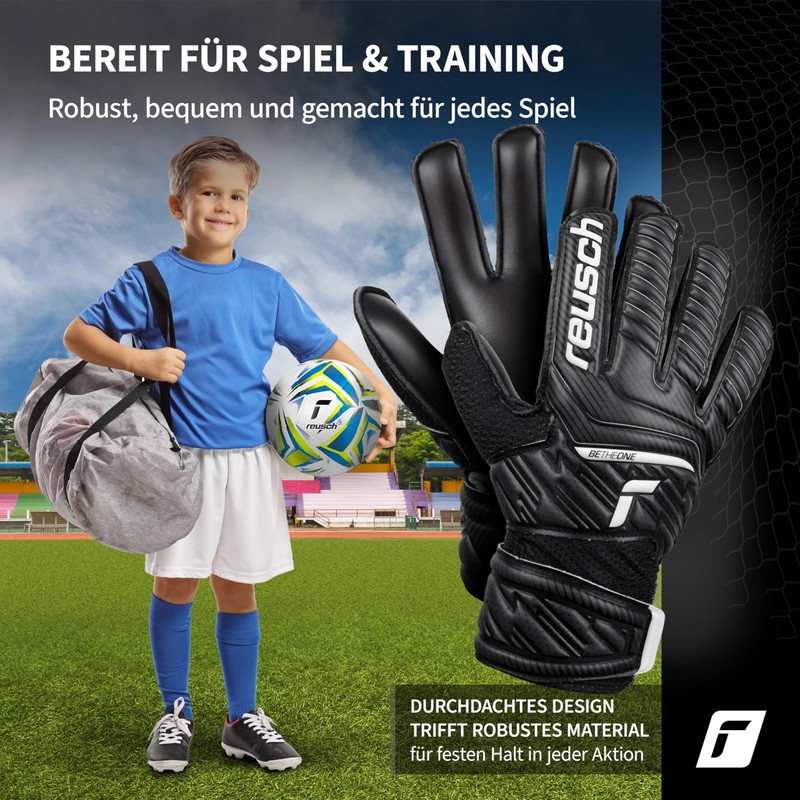 Reusch Attrakt Solid Junior Unisex Goalkeeper Gloves, Black 6