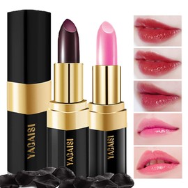 2 Piece Lipstick Set, Magic Temperature Colour Change Lipstick for Women, Waterproof, Long-Lasting Lipstick, Nutritious Lip Balm Moisturiser