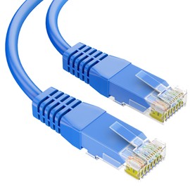 Syston Cat6e Ethernet Internet Cable Patch - 100 FT Blue, 600MHz 23AWG 4pr UTP Solid Bare Copper Wire Indoor/Outdoor PoE PC Laptop, CMR Riser-Rated Sunlight Resistant RoHS Compliant UL ETL Certified