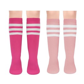 2 Pairs Kids Soccer Socks Toddler Soccer Socks Girls Boys Soccer Socks Toddler Knee High Socks Toddler Kids Tube Socks