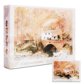 Lakeland Art World 1000 Piece Jigsaw Puzzles for Adults, Lake District, Elterwater Bridge & Lakes, Featuring Beautiful Watercolor Artwork, Measuring 68.5 x 49cm, for a Stunning Landscape Experience