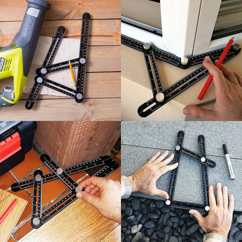 Benvo Upgraded Multi Angle Measuring Ruler Full Metal Template Tool