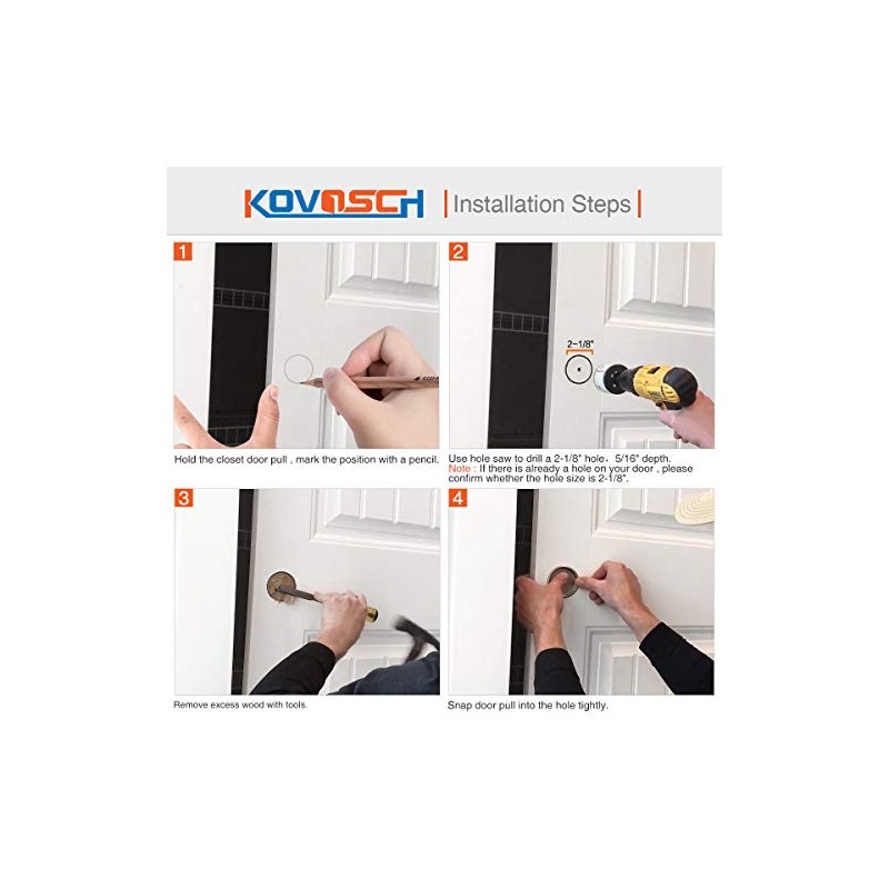 6 Pack Closet Door Finger Pull Black - 2-1/8” Round