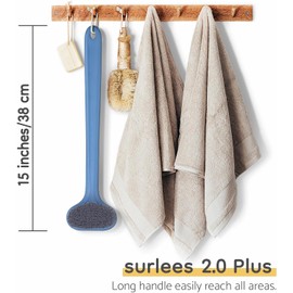 Surlees 2.0 Plus Cepillo de Espalda para la Ducha para Hombres Mujeres Ancianos, Cepillo de Baño, Cepillo para el Cuerpo (38 cm, Blanco)
