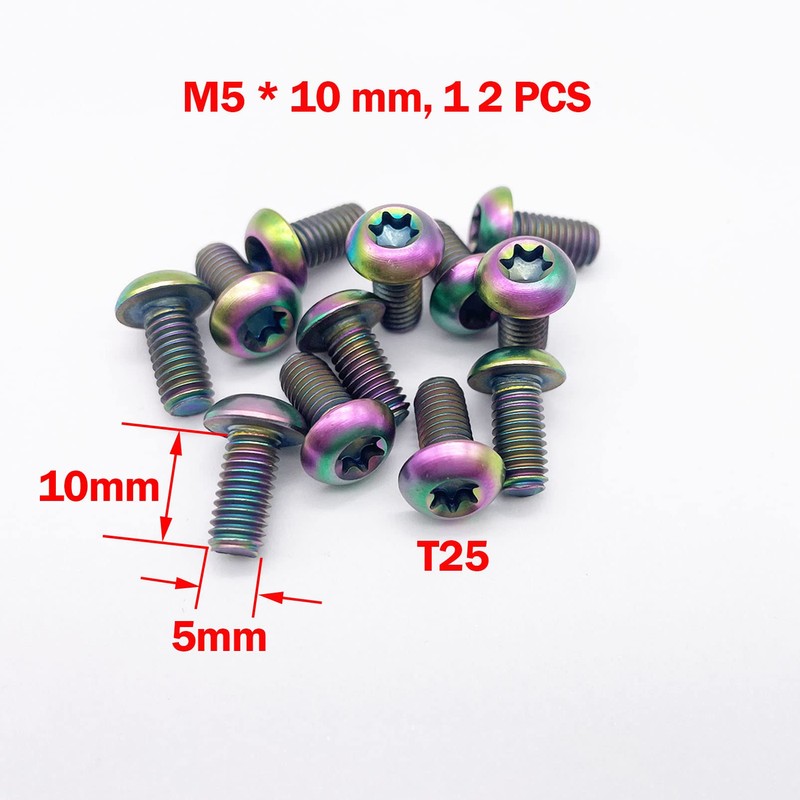 [Pack of 12] M5 x 10 mm T25 Titanium Ti