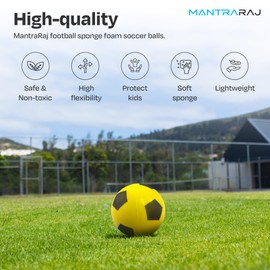 MantraRaj Fun Sport Size 3 Blue Football | Indoor Outdoor Soft Sponge Foam Soccer Ball | Play Many Games For Hours Of Fun | Suitable For Adults, Boys And Girls Of All Ages (Yellow)