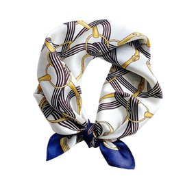 MEISEE 100% Mulberry Silk Scarfs Small Square Scarf 21" x 21" Neck Scarf Breathable Lightweight for Women Gift Packed, Blue and White Classic
