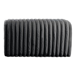 Corduroy Ottoman Storage Bench with Cat’s Nest, Arch Hollow Design, Soft Plush Cushion for Living Room, Entryway, Bedroom - Multi-Functional Furniture (Black)