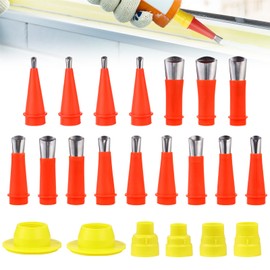 Universal Integrated Rubber Nozzle Tool Kit Caulking Tool Kit 22 Pcs Caulking Finisher Nozzle Caulking Nozzle Applicator Finishing Tool Stainless Steel Nozzle Tips Set for Bathroom Kitchen Doors