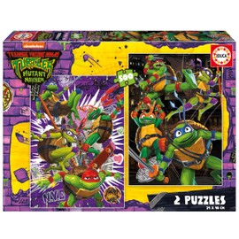 Educa - Ninja Turtles | 2 jigsaw puzzles pack with 500 pieces each. Size: 34 x 48 cm. Includes Fix Puzzle glue. From 11 years (19916)