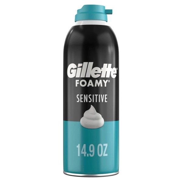 Gillette Foamy Sensitive Shave Foam 14.9oz for Men, Smooth &