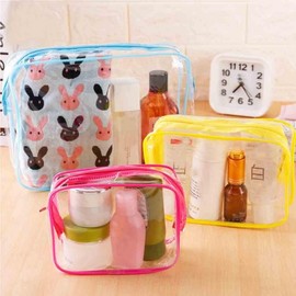 Travel Transparent Cosmetic Bag Pouch for Bath & Toiletries Beauty L Red SE02692 100ea