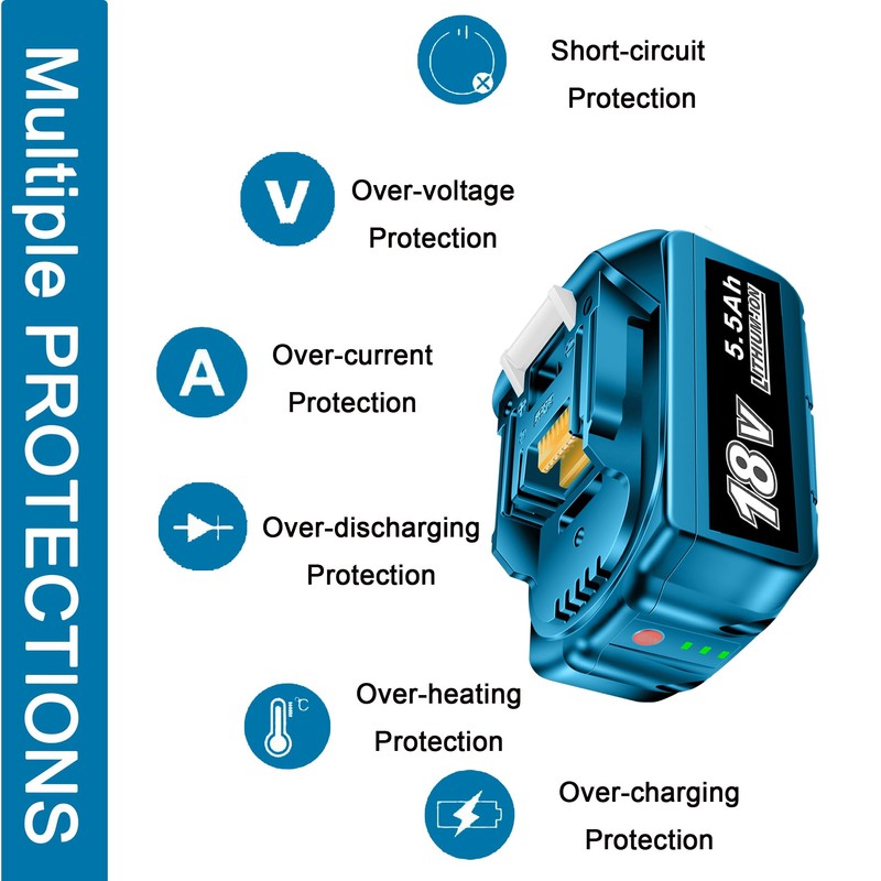 VOLT1799 BL1850B 18V Battery and Charger for Makita 18v Battery