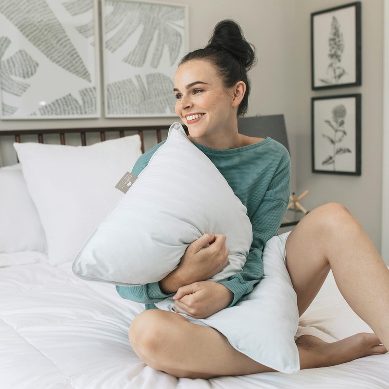 DOWNLITE Down Extra Thin, Flat & Soft Pillow for Stomach