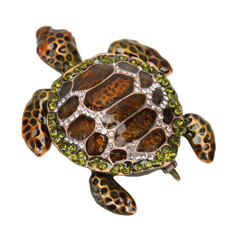 Turtle Trinket Boxes Handcrafted Hand Painted Rhinestones Hinged Trinket Boxes