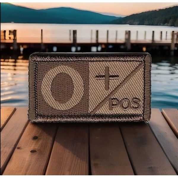 Brown Tan Blood Type O+ Positive Patch Fits For VELCRO®