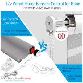 DC12V EY2512 Shade Motor Electric Blind Motor Remote Control Wired Compatible with 38mm Shade Tube DIY Electric Roller Blinds/Shades