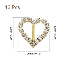 sourcing map Rhinestone Ribbon Buckle, 12Pcs 11 x 17mm Crystal Ribbon Buckle Sliders Belt Buckle for Wedding DIY Craft, Gold, White