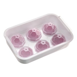 Westmark Crystal Ice Cube Maker - Ice Cube Tray with Lid to Make 6 Large Round Ice Cubes, Transparent/Red/White - Plastic, BPA Free