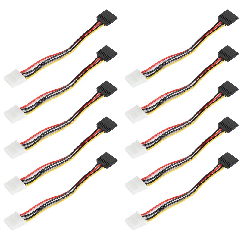 10 Pcs SATA Cables Big 4Pin to 15Pin IDESATA Power