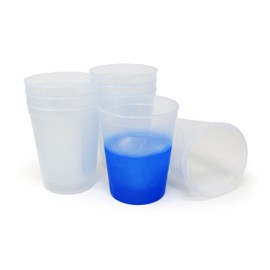 Rolling Sands 16 oz. Reusable Plastic Stadium Cups, 8 Pack, Made in USA, BPA-Free Dishwasher Safe Color Changing Tumblers, Frost To Blue