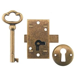 Van Dyke's Restorers Classic Antique Brass Non Mortise Furniture Lock (One Set)
