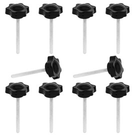 JJWNMLL Clamping Screw Knob Star Screw M6 x 70 mm Thumb Screws Thread Replacement Star Hand Knob Locking Screw Black Grip Pack of 10