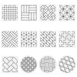 FREEBLOSS 12Pcs Sashiko PET Stencils Sashiko Template Basic Line Template for Hand Quilting Japanese Patterns Templates Embroidery Stencils 5.5 * 5.5''