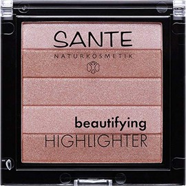 SANTE Naturkosmetik Beautifying Highlighter, 01 Nude, 5 Powder Shades Organic Extracts & Macadamia Oil, Natural Makeup, 7 g