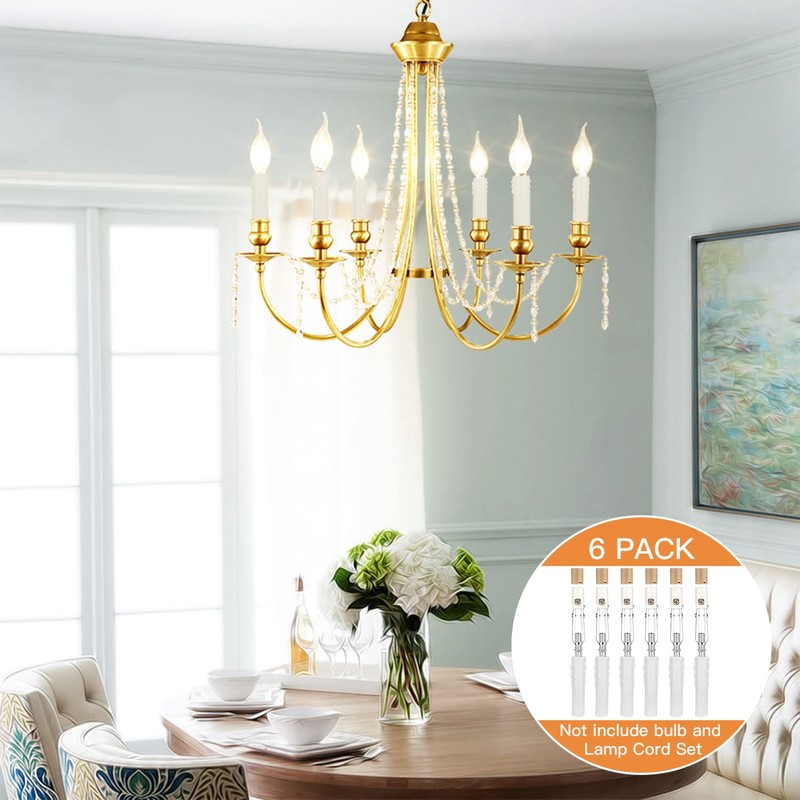 Helunsi 6 Set E12 Adjustable Candelabra Socket, Chandelier Fixture Sockets