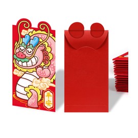 18 PCS Chinese Red Envelopes, The Year of The Dragon 2024 Chinese Lunar New Year Red Packets with 6 Different Golden Embossed Patterns