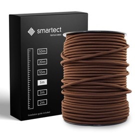 smartect Fabric Electric Cable, Brown, 5 Metre Vintage Lamp Cable, 3-Core (3 x 0.75 mm²), Power Cable, Fabric Coated, for DIY Projects