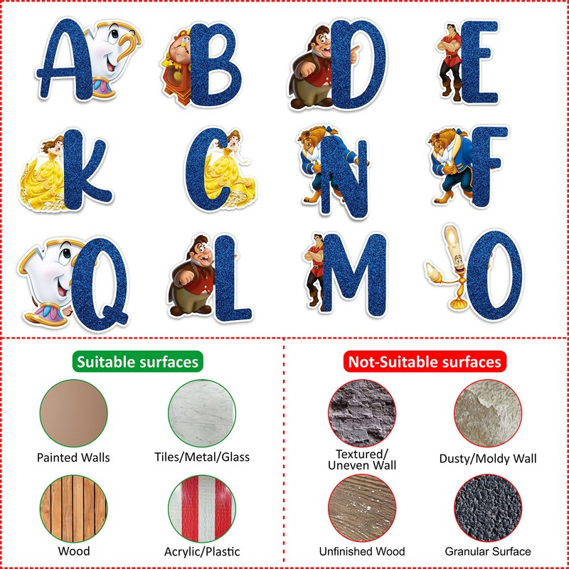 Seyal® Bauty & The Beast A-Z Alphabet Wall Sticker