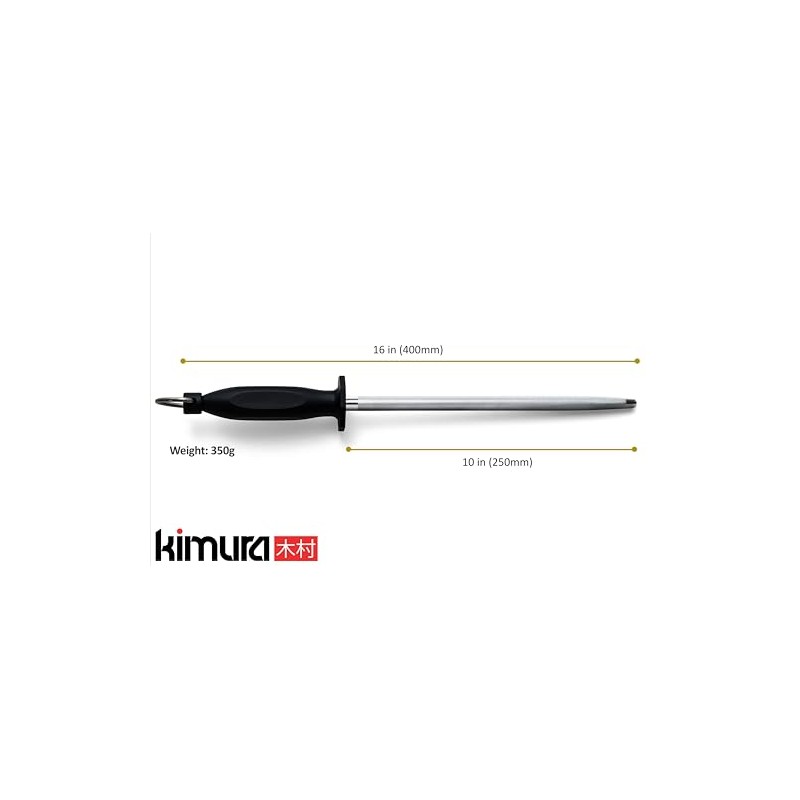 Kimura Professional Diamond Honing Steel, 10 inch Honing Rod, Diamond