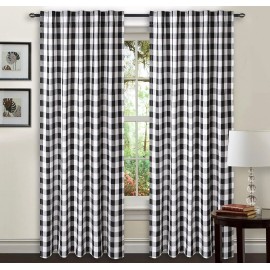 White Farmhouse Plaid Curtains Blk/white 2pc 50x108