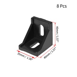 uxcell Inside Corner Bracket Gusset, 40mm x 40mm for 4040 Series Aluminum Extrusion Profile, 8 Pcs (Black)