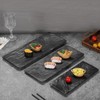 Yinshine Melamine Sushi Plates Set, 3pcs Black Rectangular Serving Trays,