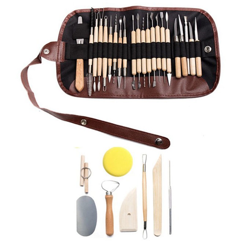 30Pcs Sculpting Tool Pottery Clay Double Ended Wooden Handle Ceramic