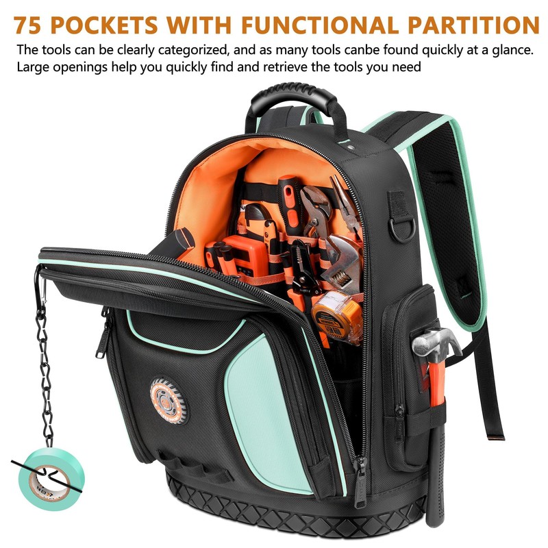 Tool Backpack Bag, Durable Electrician Backpack Tool Bag for HVAC