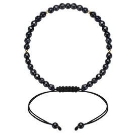 Apocalyptic-K Braided Rope Natural Stone Bracelet & 925 Sterling Silver, Gold-Plated, 4-6 mm, 6.7-9.3 inches, Women's Bracelet & 925 Sterling Silver, Adjustable, Sterling Silver Stone, 925 sterling