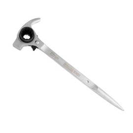 RICHMANN 4-in-1 Scaffolding Wrench (19/22) - Scaffolding Ratchet, Ratchet Wrench, Hammer + Nail Iron, Pointed Taper & Reversible Ratchet - Professional 12-Point Chrome Vanadium Steel (Cr-V) - with 72 Teeth